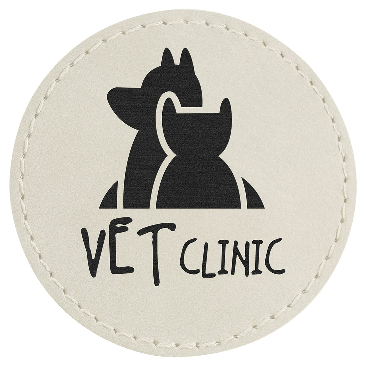 Engraved Round Leatherette Patch with Adhesive - White / 2 1/2 in dia.