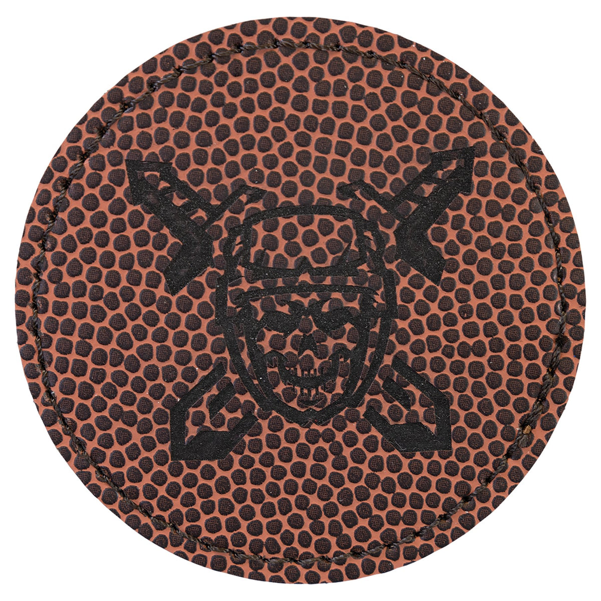 Engraved Football Round Leatherette Patch with Kota Pro Adhesive - 2 1/2 in dia.