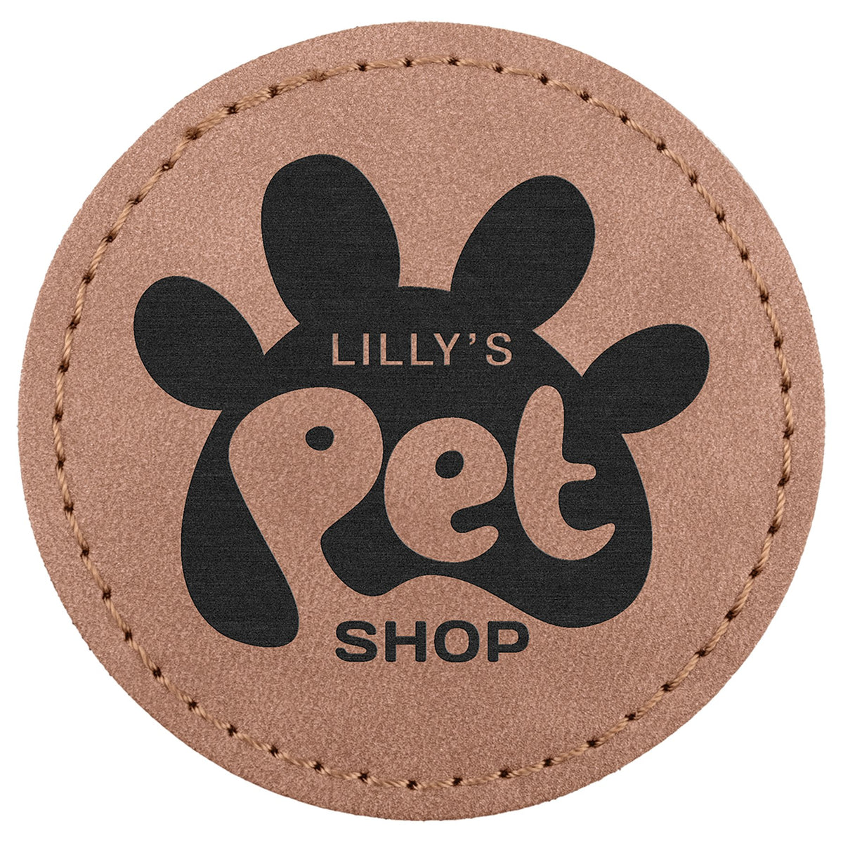 Engraved Creekside Round Leatherette Patch with Kota Pro Adhesive - Blush / 2 1/2 in dia.