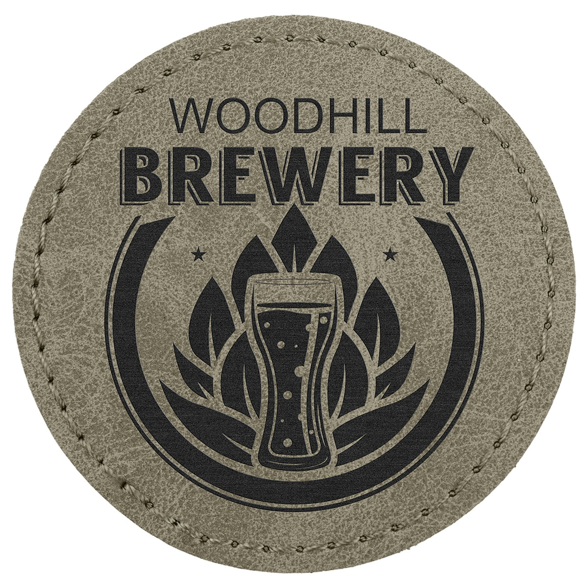 Engraved Creekside Round Leatherette Patch with Kota Pro Adhesive - Light Green / 2 1/2 in dia.