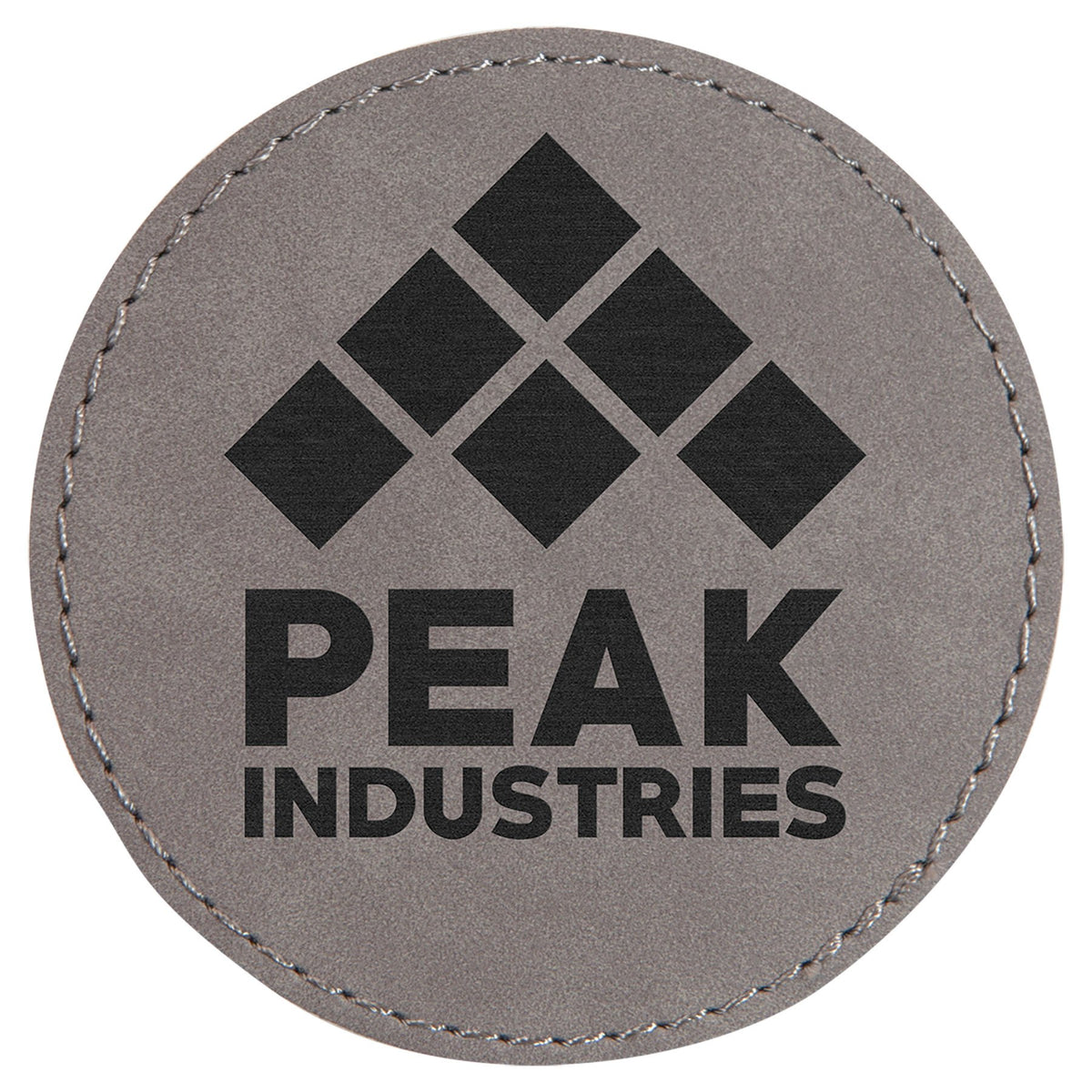 Engraved Round Leatherette Patch with Adhesive - Gray / 3 in dia.