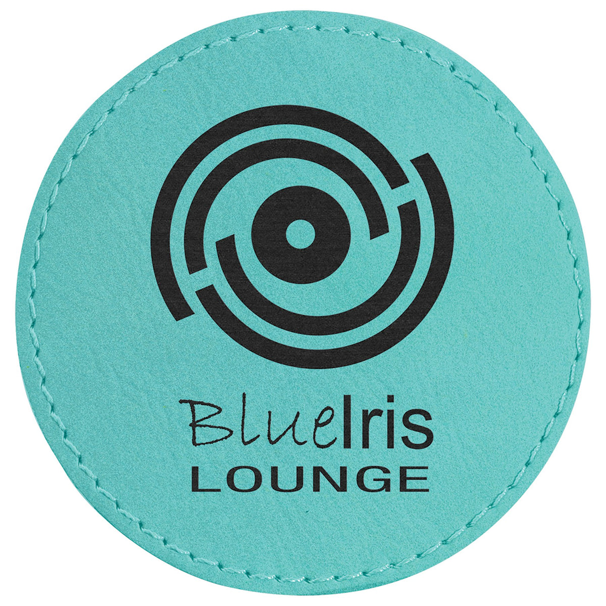Engraved Round Leatherette Patch with Adhesive - Teal / 3 in dia.