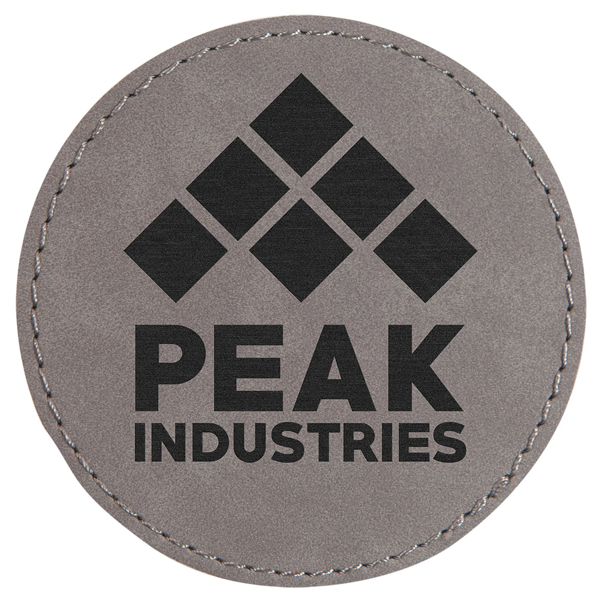 Engraved Round Leatherette Patch with Kota Pro Adhesive - Gray / 3 in dia.