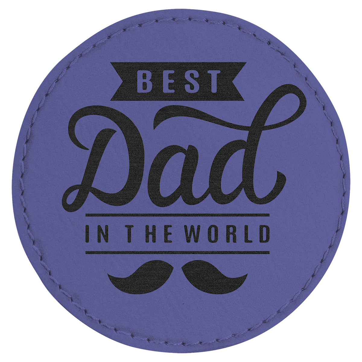 Engraved Round Leatherette Patch with Kota Pro Adhesive - Purple / 3 in dia.