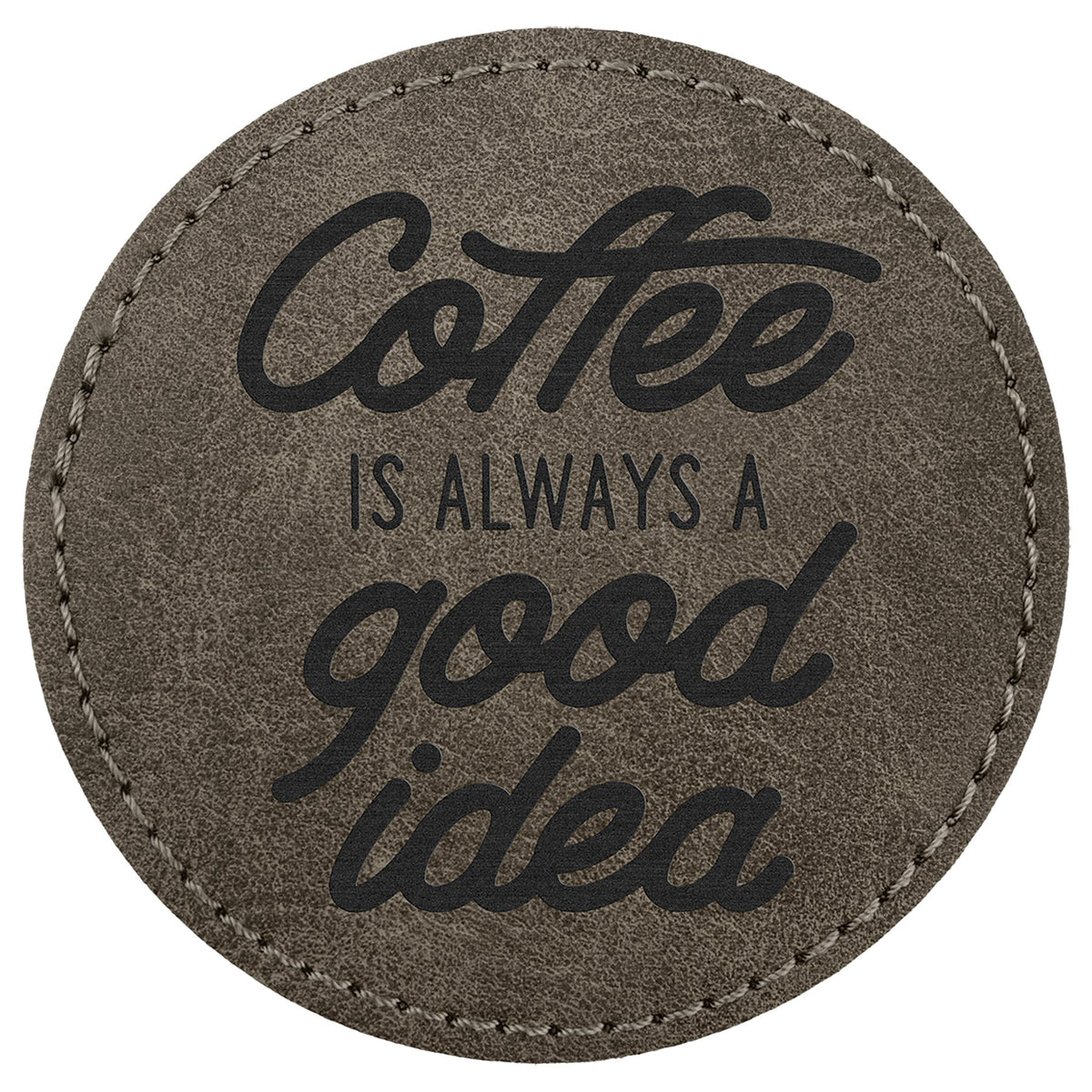 Engraved Creekside Round Leatherette Patch with Kota Pro Adhesive - Dark Gray / 3 in dia.