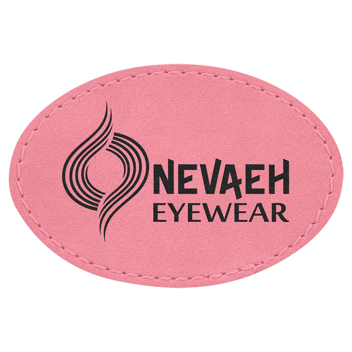 Engraved Oval Leatherette Patch with Adhesive - Pink / 3 x 2 in