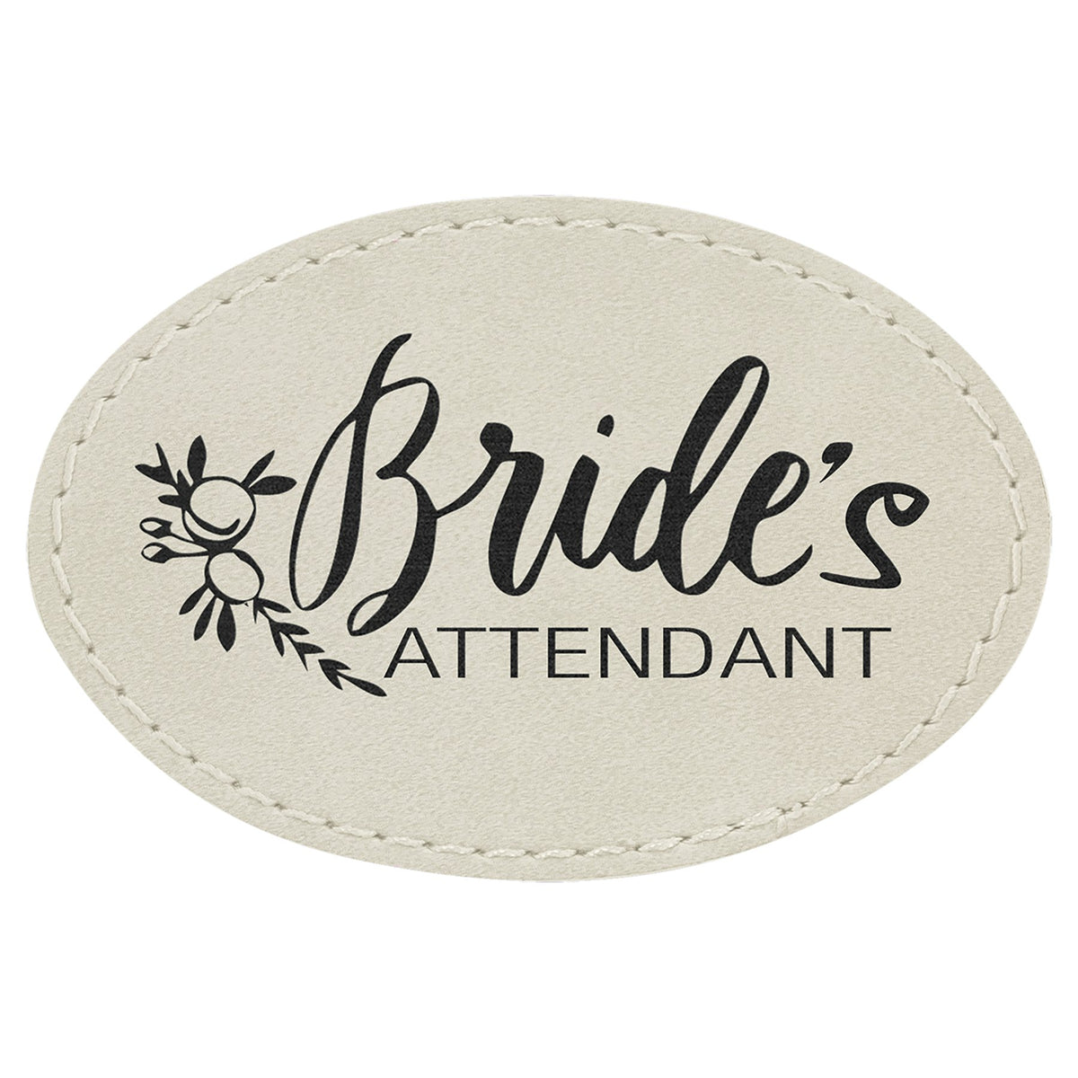 Engraved Oval Leatherette Patch with Adhesive - White / 3 x 2 in