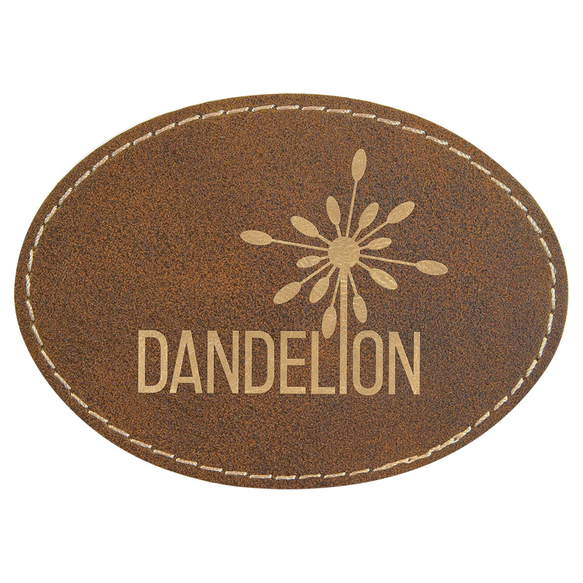 Engraved Oval Leatherette Patch with Kota Pro Adhesive - Rustic/Gold / 3 1/2 x 2 1/2 in