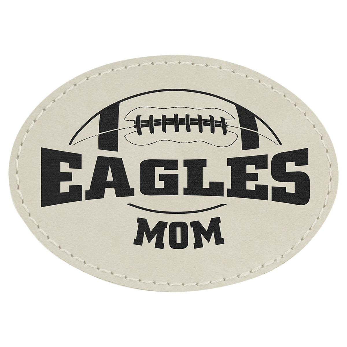 Engraved Oval Leatherette Patch with Kota Pro Adhesive - White / 3 1/2 x 2 1/2 in