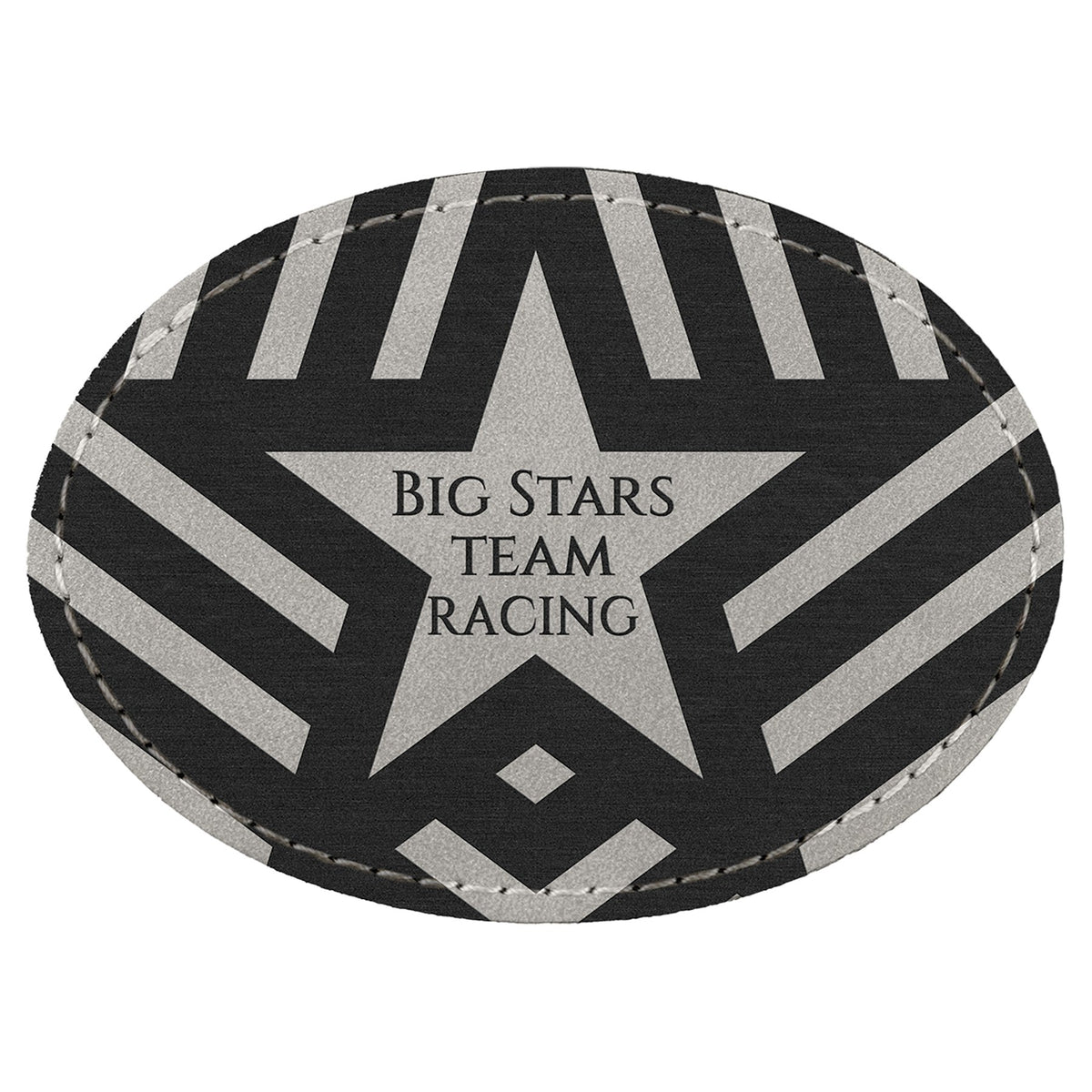 Engraved Creekside Oval Leatherette Patch with Kota Pro Adhesive - Light Gray / 3 1/2 x 2 1/2 in