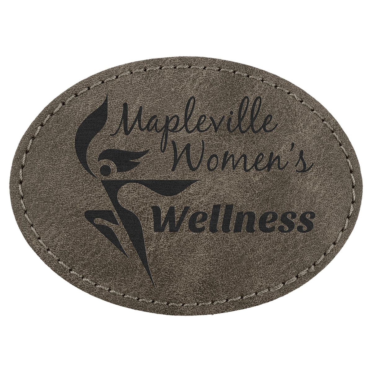Engraved Creekside Oval Leatherette Patch with Kota Pro Adhesive - Dark Gray / 3 1/2 x 2 1/2 in