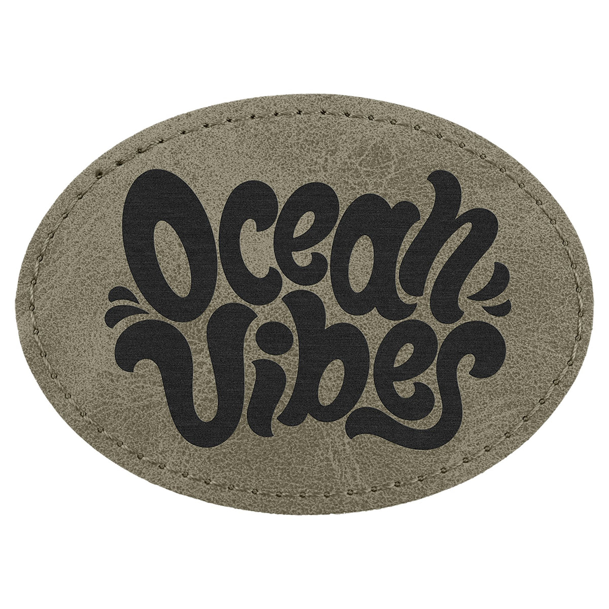 Engraved Creekside Oval Leatherette Patch with Kota Pro Adhesive - Light Green / 3 1/2 x 2 1/2 in