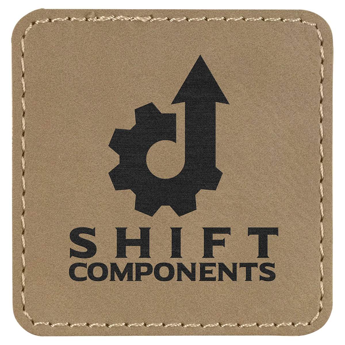 Engraved Square Leatherette Patch with Kota Pro Adhesive - Light Brown / 2 1/2 x 2 1/2 in