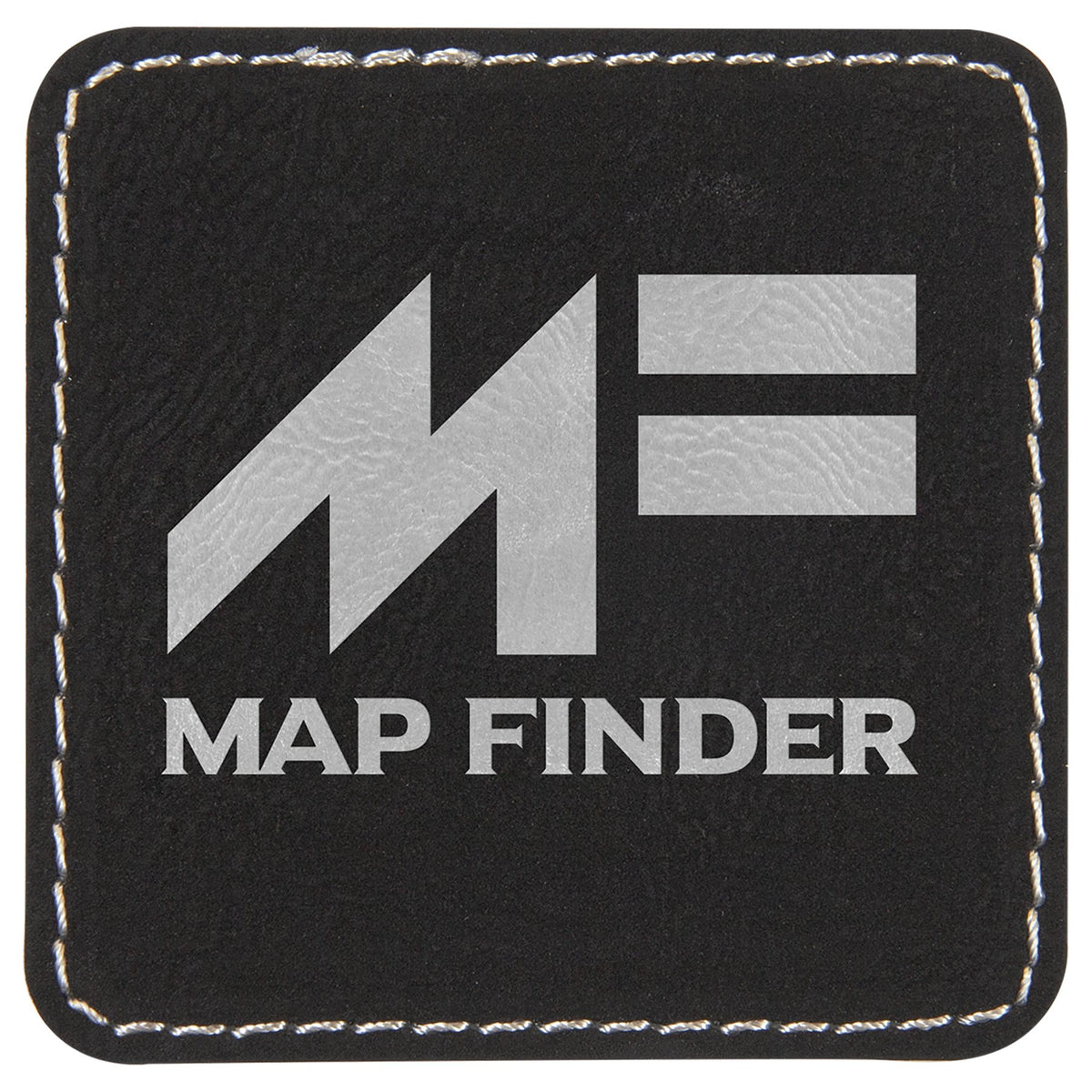Engraved Square Leatherette Patch with Kota Pro Adhesive - Black/Silver / 2 1/2 x 2 1/2 in