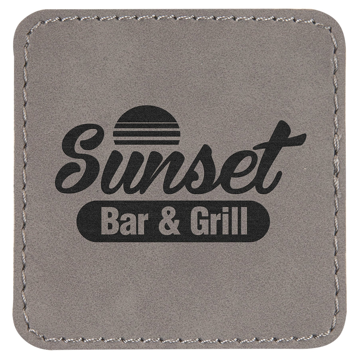 Engraved Square Leatherette Patch with Kota Pro Adhesive - Gray / 2 1/2 x 2 1/2 in