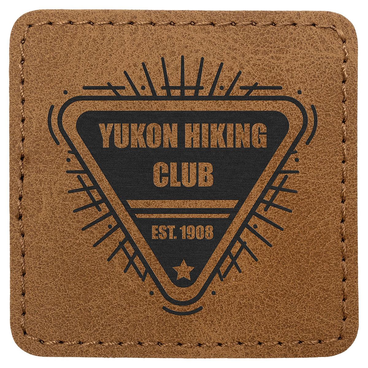 Engraved Creekside Square Leatherette Patch with Kota Pro Adhesive - Medium Brown / 2 1/2 x 2 1/2 in