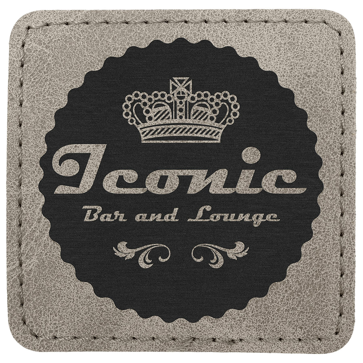 Engraved Creekside Square Leatherette Patch with Kota Pro Adhesive - Gray / 2 1/2 x 2 1/2 in
