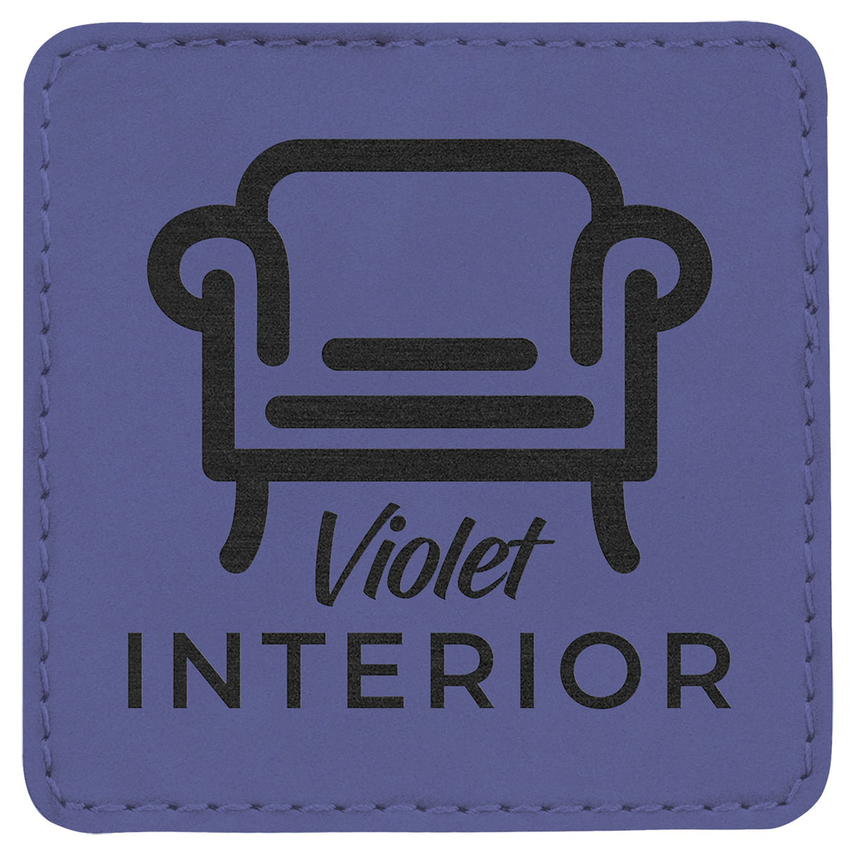 Engraved Square Leatherette Patch with Adhesive - Purple / 3 x 3 in
