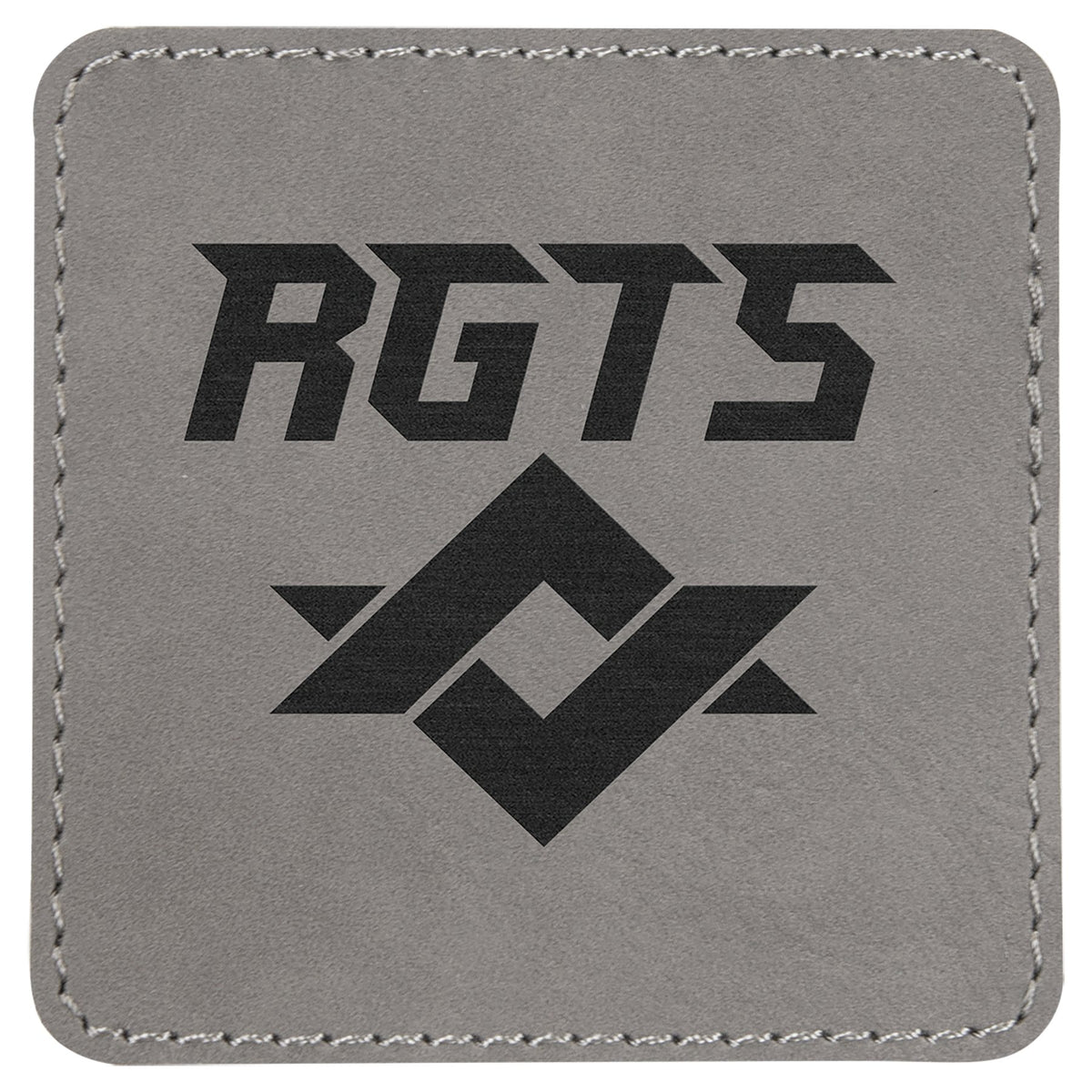 Engraved Square Leatherette Patch with Kota Pro Adhesive - Gray / 3 x 3 in