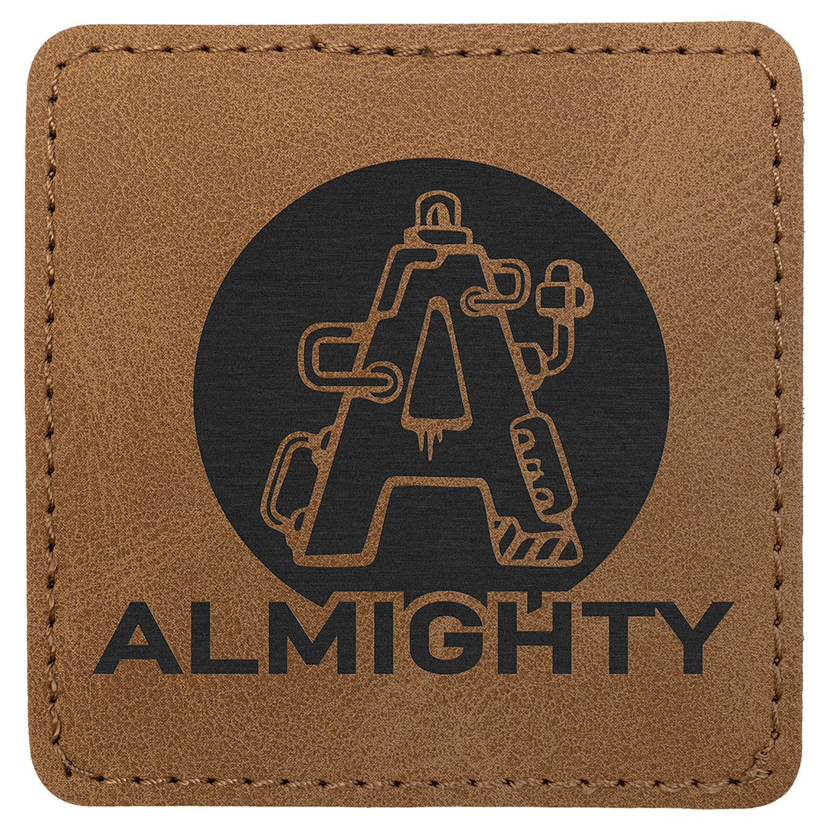 Engraved Creekside Square Leatherette Patch with Kota Pro Adhesive - Medium Brown / 3 x 3 in