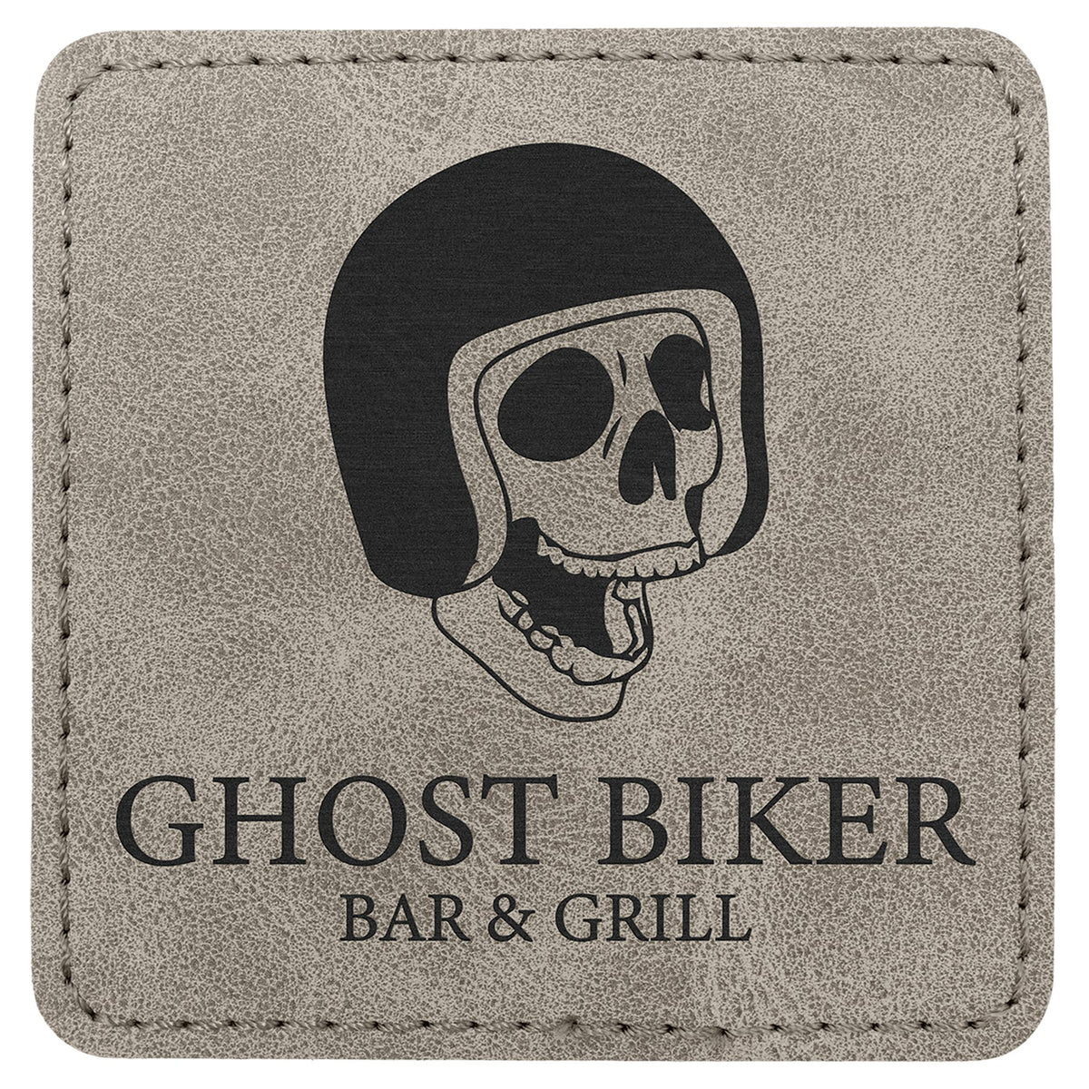 Engraved Creekside Square Leatherette Patch with Kota Pro Adhesive - Gray / 3 x 3 in
