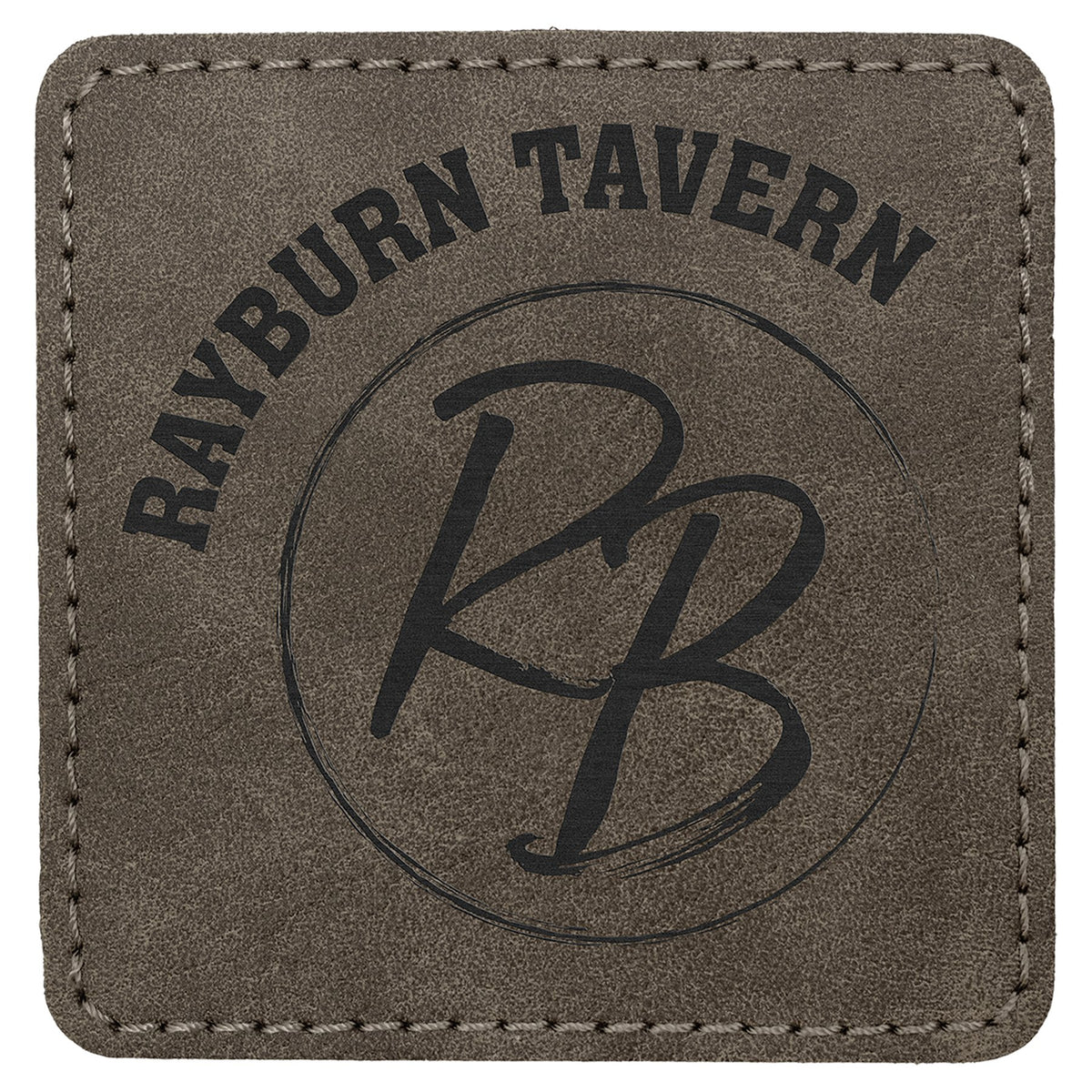 Engraved Creekside Square Leatherette Patch with Kota Pro Adhesive - Dark Gray / 3 x 3 in