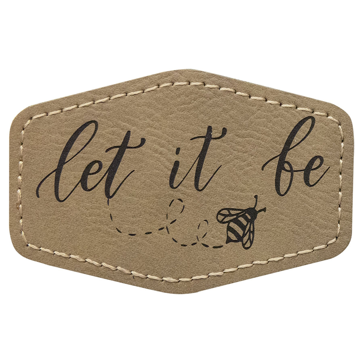 Engraved Hex Leatherette Patch with Kota Pro Adhesive - Light Brown / 3 x 2 in