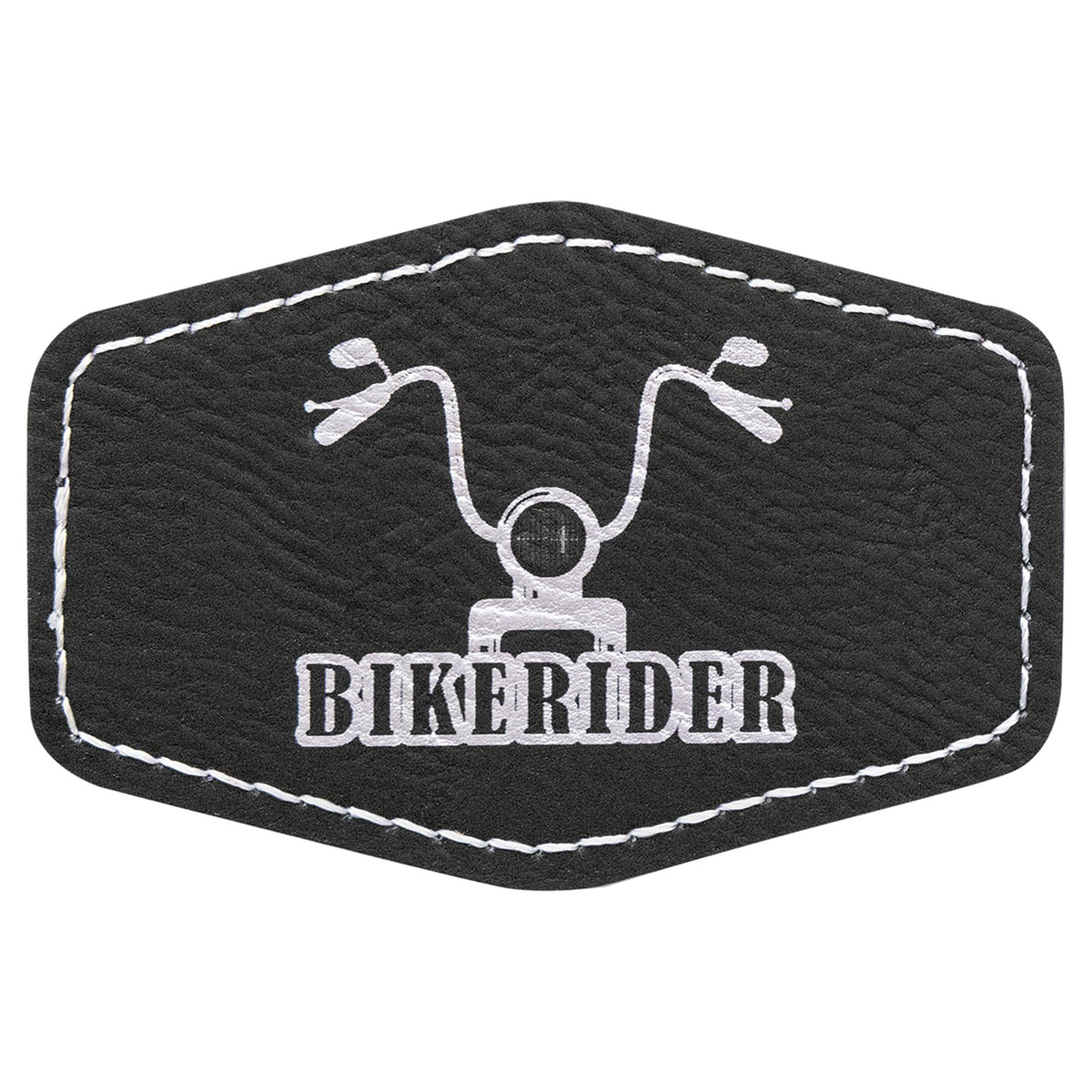 Engraved Hex Leatherette Patch with Kota Pro Adhesive - Black/Silver / 3 x 2 in
