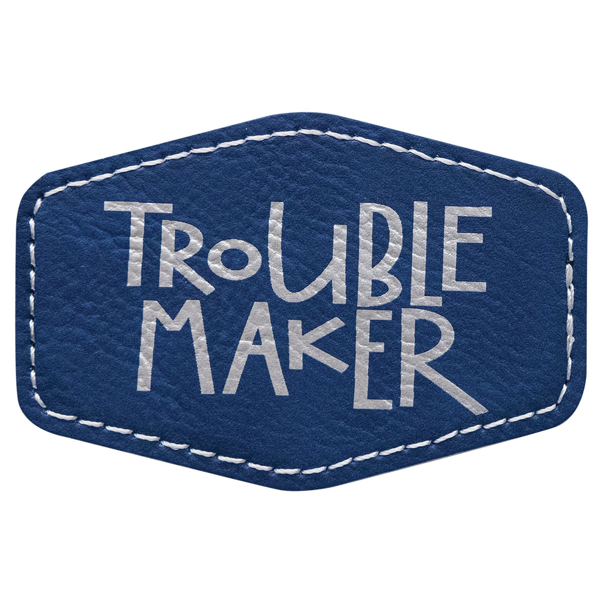Engraved Hex Leatherette Patch with Kota Pro Adhesive - Blue/Silver / 3 x 2 in