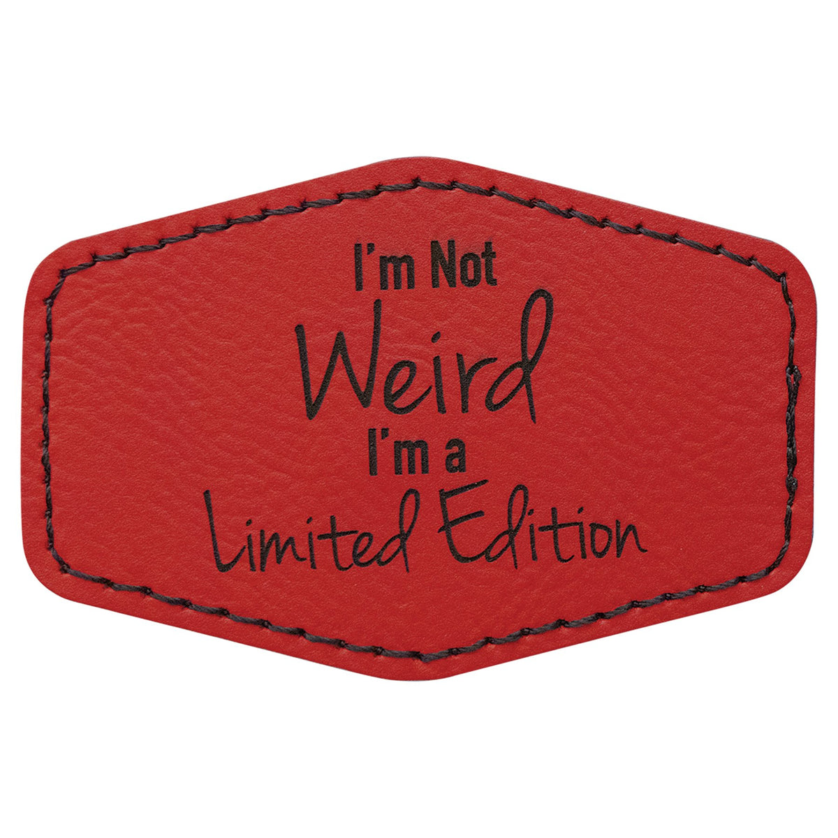 Engraved Hex Leatherette Patch with Kota Pro Adhesive - Red / 3 x 2 in