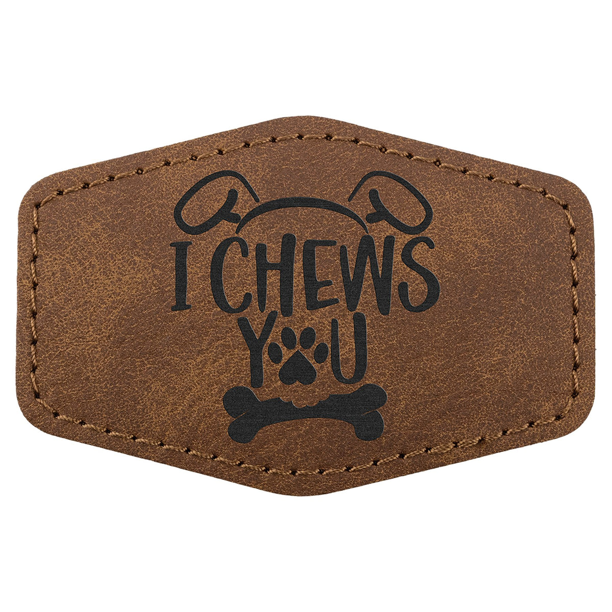 Engraved Creekside Hex Leatherette Patch with Kota Pro Adhesive - Dark Brown / 3 x 2 in