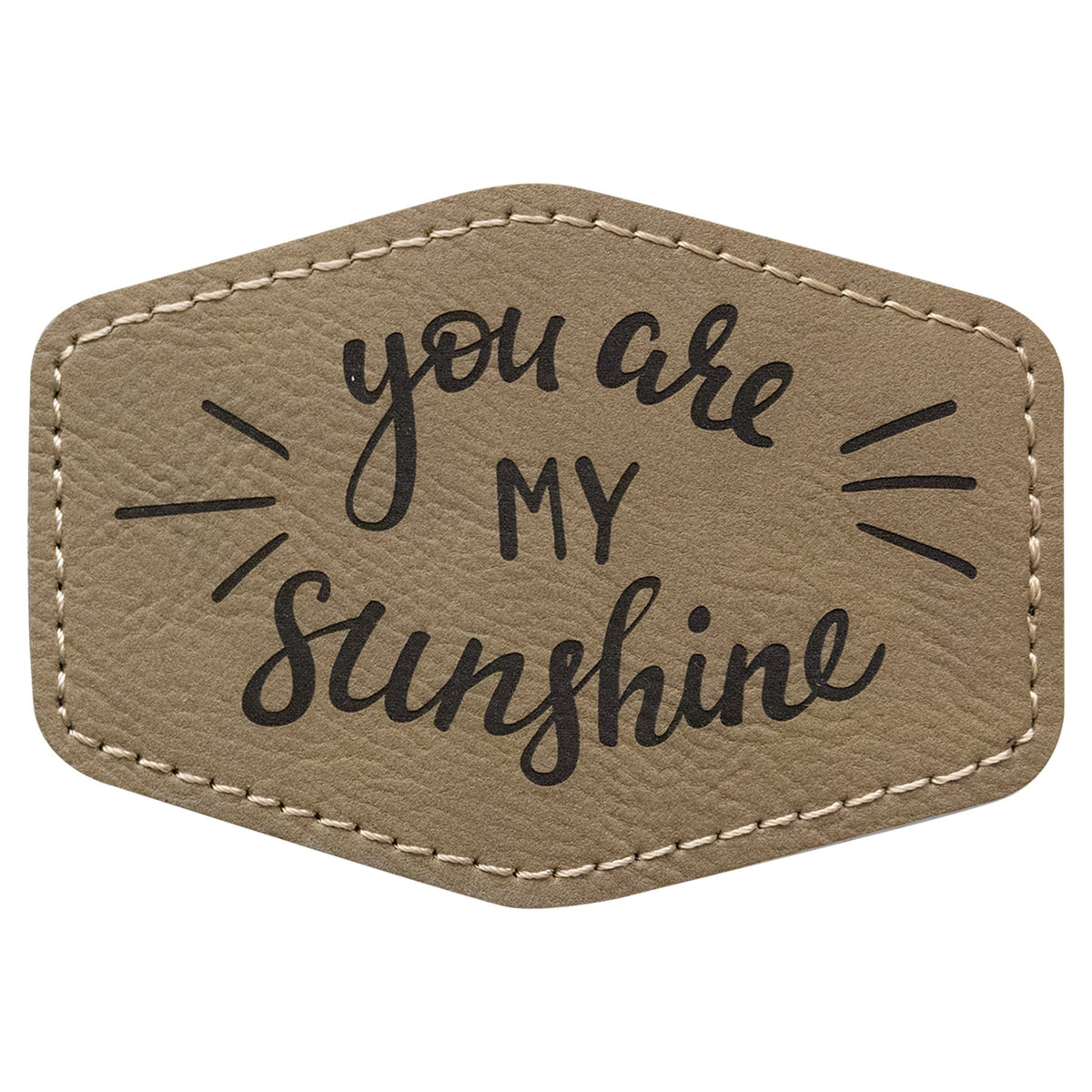 Engraved Hex Leatherette Patch with Kota Pro Adhesive - Light Brown / 3 1/2 x 2 1/2 in