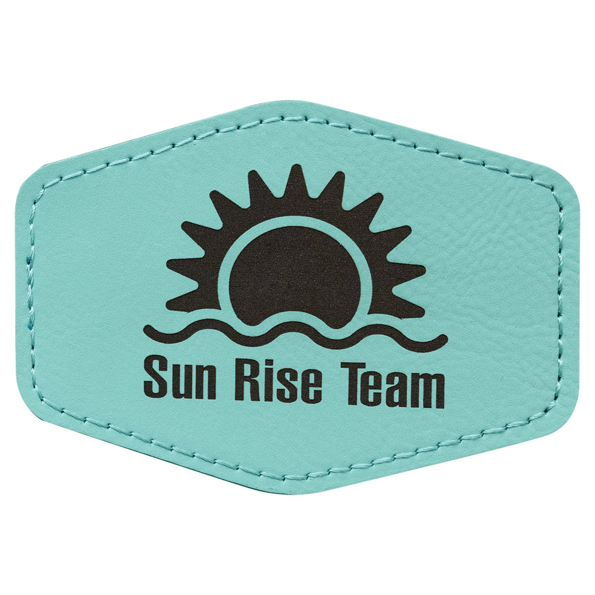 Engraved Hex Leatherette Patch with Kota Pro Adhesive - Teal / 3 1/2 x 2 1/2 in