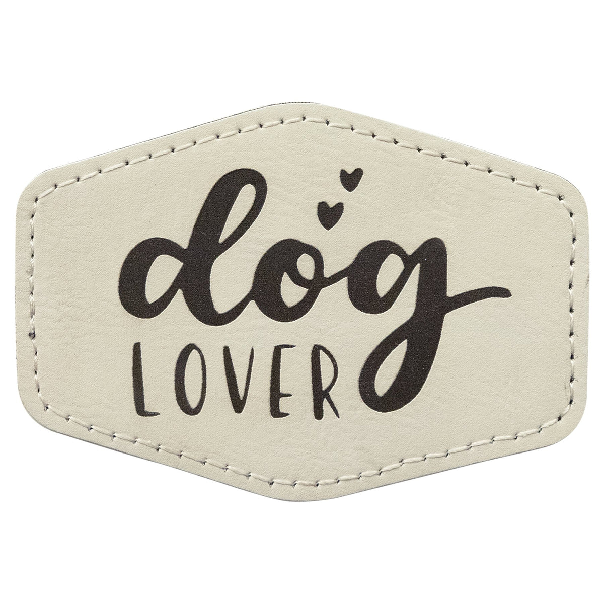Engraved Hex Leatherette Patch with Kota Pro Adhesive - White / 3 1/2 x 2 1/2 in