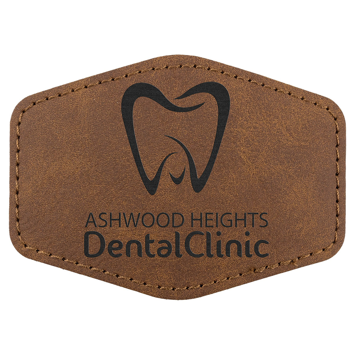 Engraved Creekside Hex Leatherette Patch with Kota Pro Adhesive - Dark Brown / 3 1/2 x 2 1/2 in