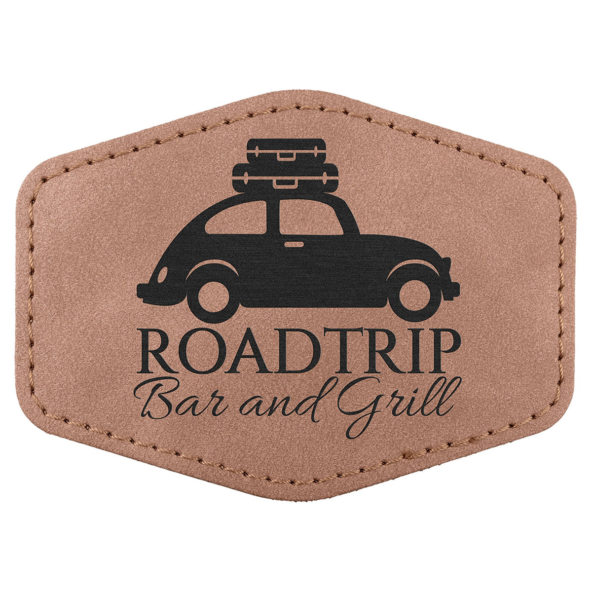 Engraved Creekside Hex Leatherette Patch with Kota Pro Adhesive - Blush / 3 1/2 x 2 1/2 in