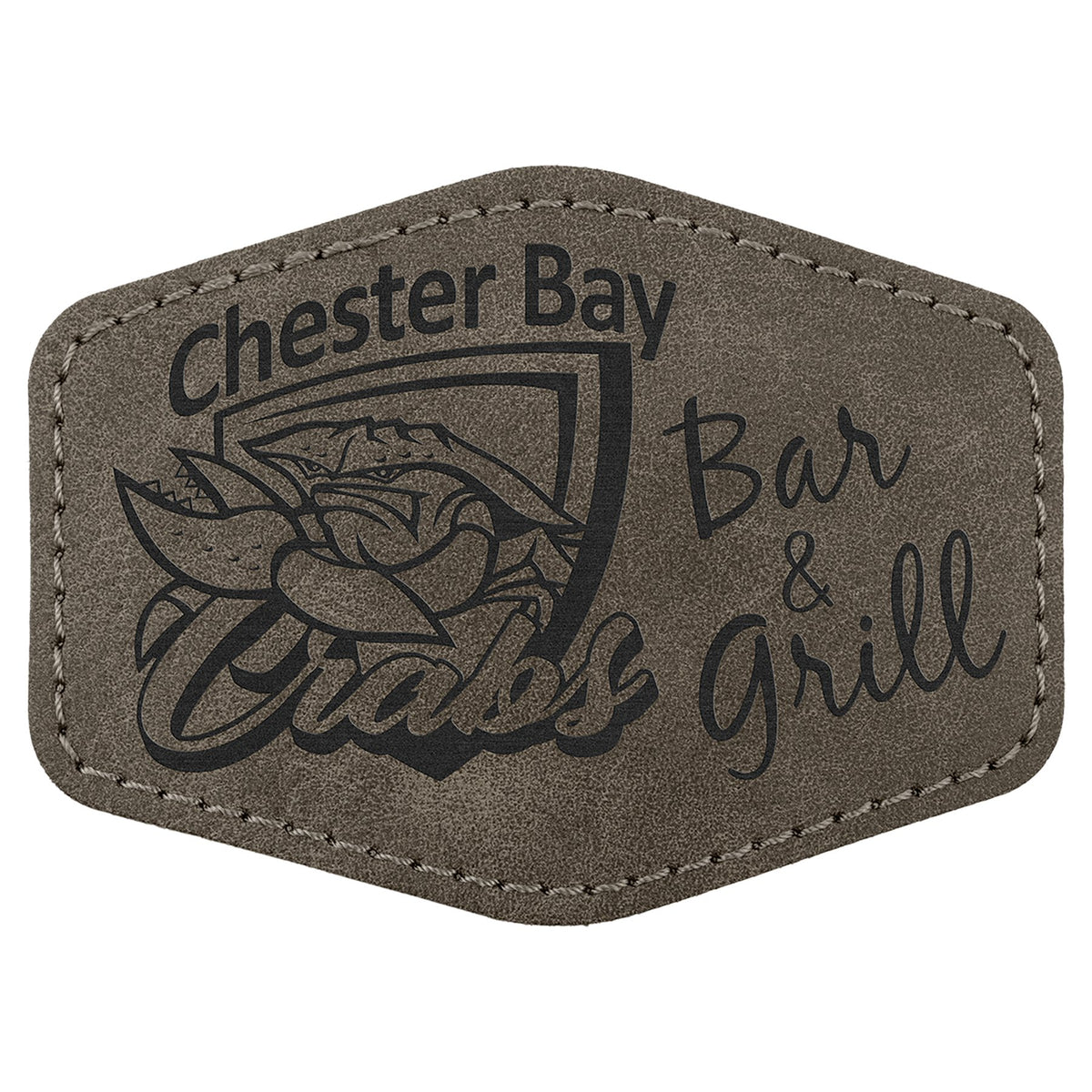 Engraved Creekside Hex Leatherette Patch with Kota Pro Adhesive - Dark Gray / 3 1/2 x 2 1/2 in