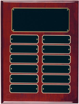 Engraved Piano Finish Perpetual Plaque - Rosewood / 9 x 12 in (12 plates)