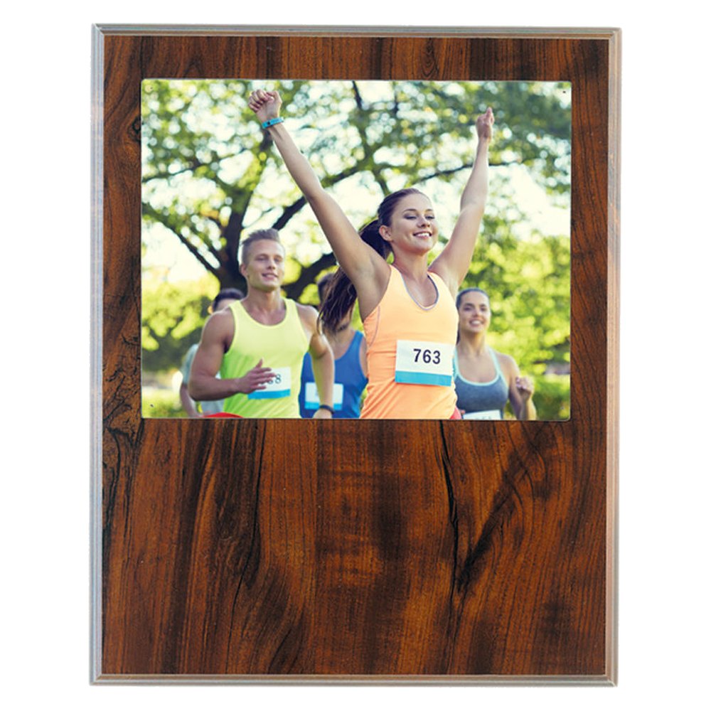 Engraved Cherry Finish Routed Plaque with Plexiglass Window - 12 x 15 in (10 x 8 window)