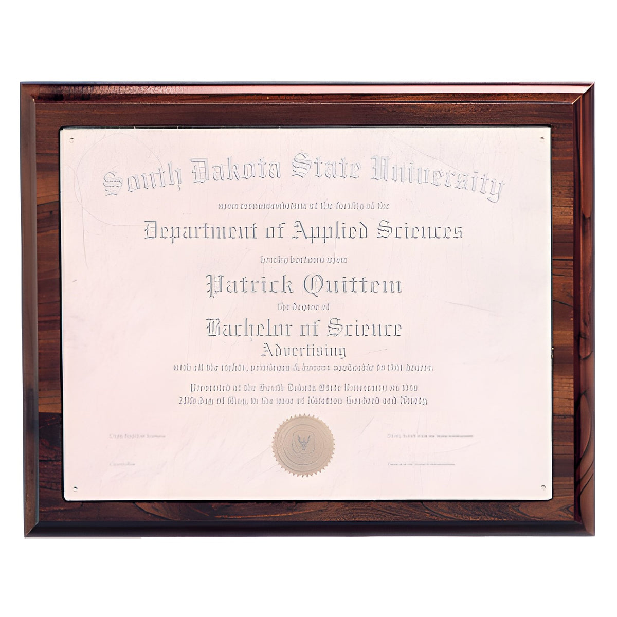 Engraved Cherry Finish Routed Plaque with Plexiglass Window - 13 x 10 1/2 in (11 x 8 1/2 window)