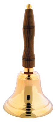Engraved Brass School Bell with Wooden Handle - 7 1/2 in
