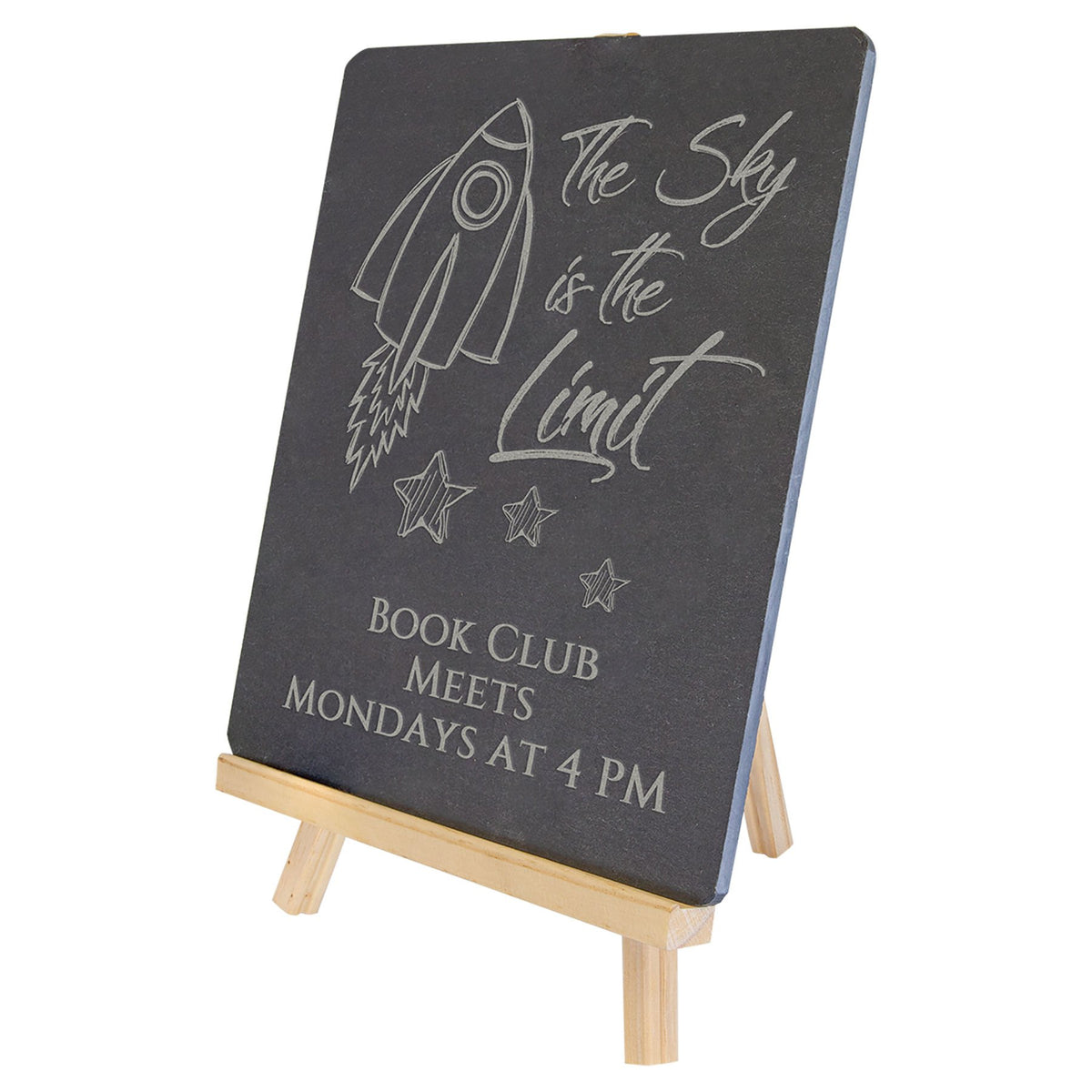 Engraved Wood and Slate Easel - 8 1/4 x 9 1/2 in