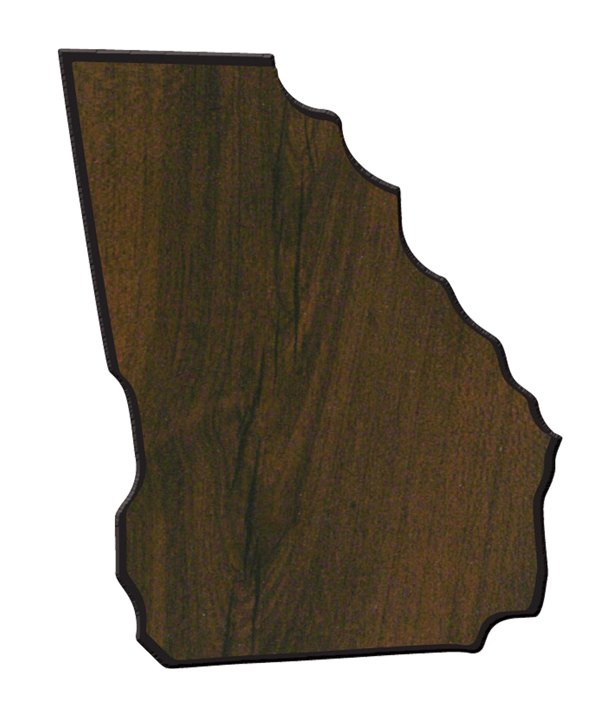 Engraved Walnut Finish Black Edge Georgia State Plaque - 9 x 12 in