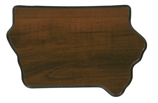 Engraved Walnut Finish Black Edge Iowa State Plaque - 8 5/8 x 12 3/4 in