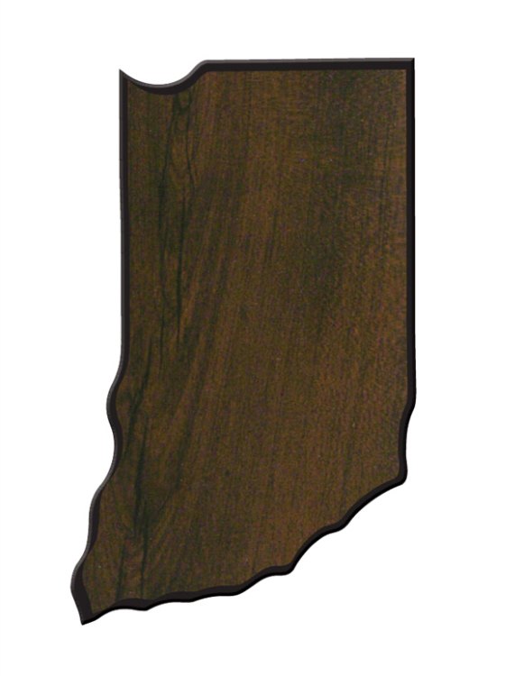 Engraved Walnut Finish Black Edge Indiana State Plaque - 8 1/2 x 12 3/4 in