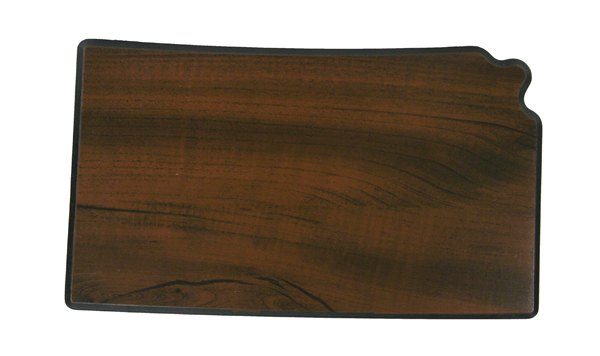 Engraved Walnut Finish Black Edge Kansas State Plaque - 6 x 10 1/4 in