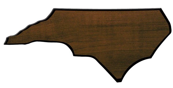 Engraved Walnut Finish Black Edge North Carolina State Plaque - 6 x 15 1/2 in