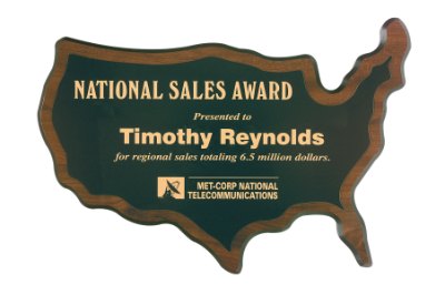 Engraved Walnut Finish Black Edge United States of America Plaque