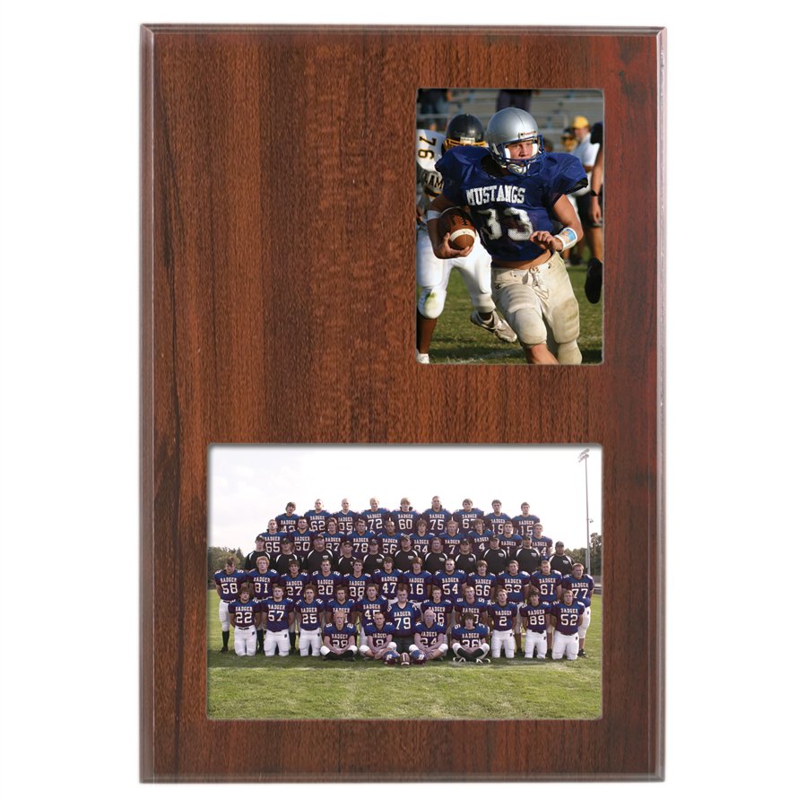Engraved Value Slide-In Frame Plaque - Cherry / 9 x 13 in (3 1/2 x 5 and 7 x 5 windows)