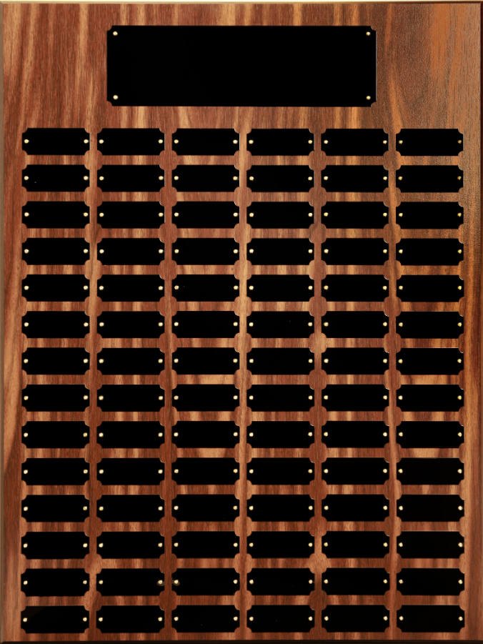Engraved Walnut Finish Perpetual Plaque with Plates - Black Plates / 18 x 24 in / 84